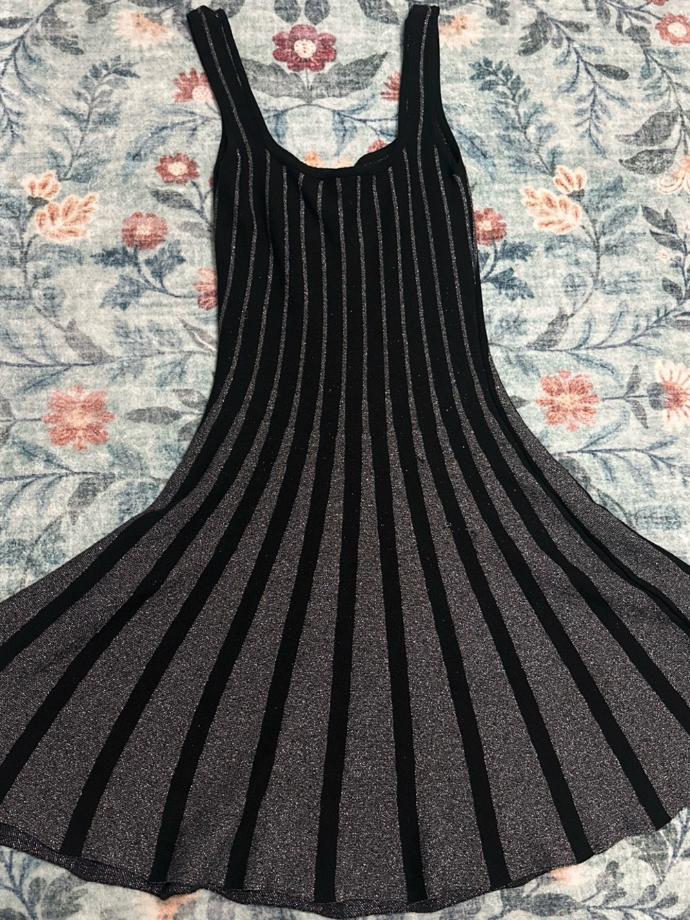 Black and Silver Striped Sleeveless Dress